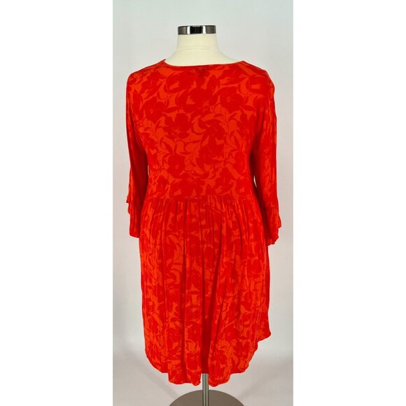 Torrid - Floral Mini Dress With Ruffled Sleeves & Lace-Up Neckline (size 2 or 18 - Picture 3 of 3